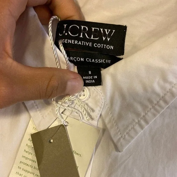 J.Crew Garcon Shirt Cotton Poplin Size 8 White Generative Cotton Shirt - Picture 3 of 7